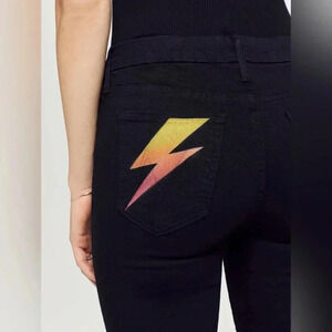 792 Mother The Looker Ankle Fray in Gold Bolt Size 25 Color Black